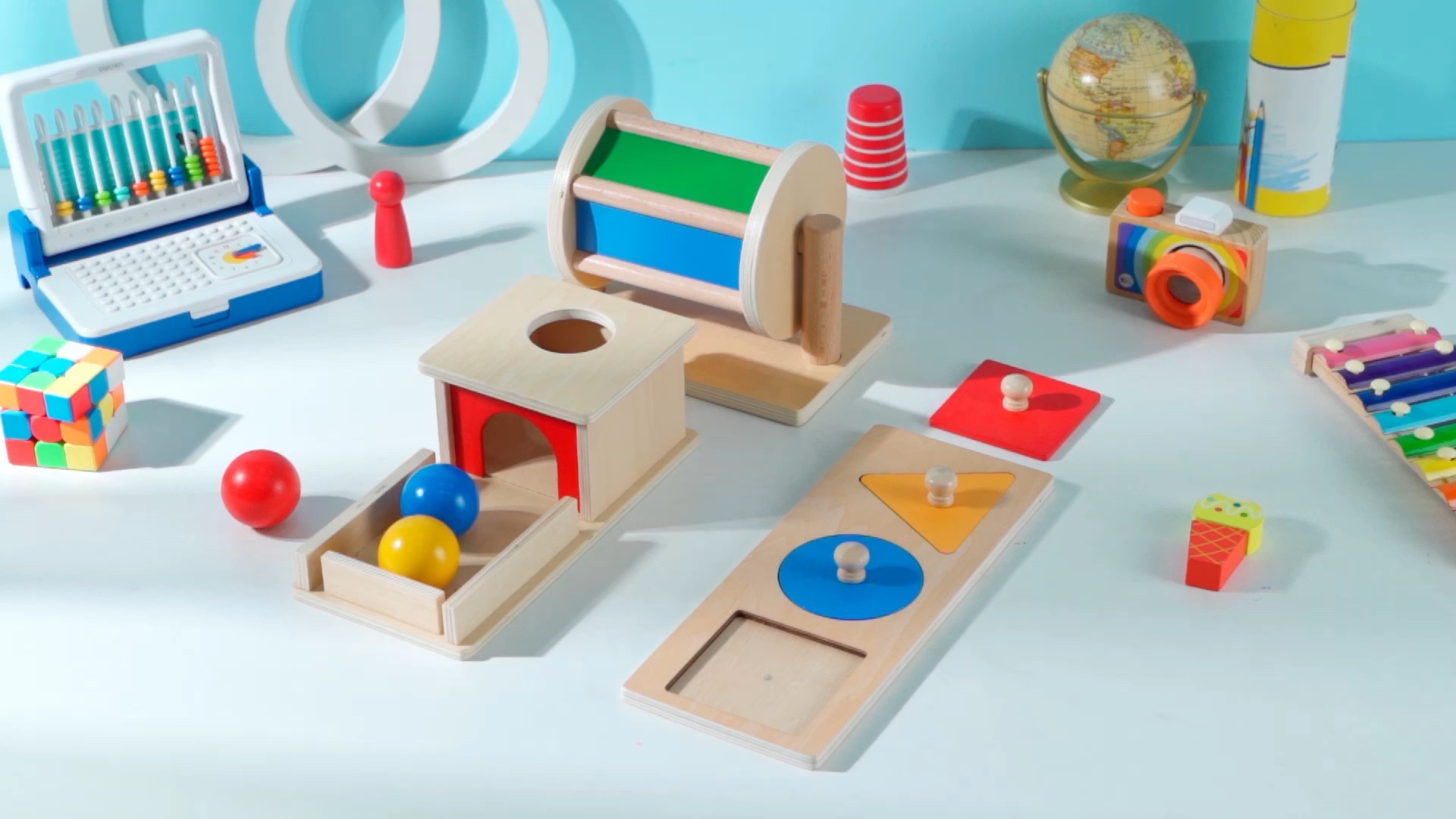 Amazon.com: Sratte 3 Pcs Wooden Baby Toys Set, Object Permanence